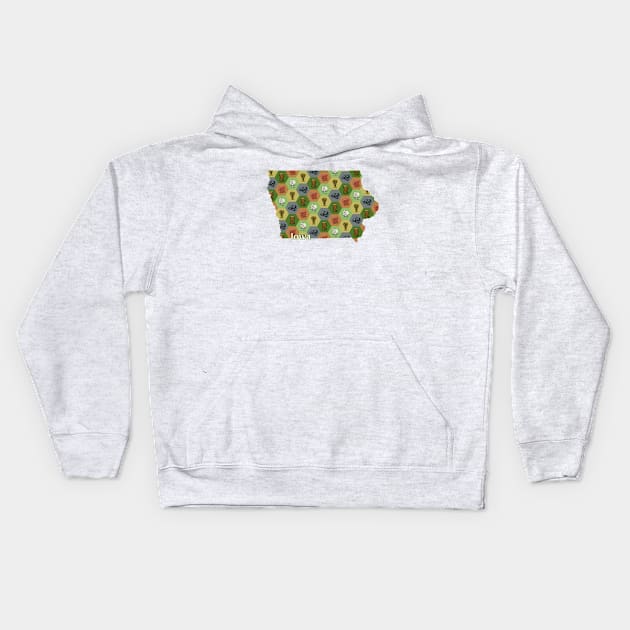 Iowa State Map Board Games Kids Hoodie by adamkenney